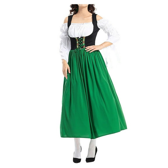 SwiftWear Women's Oktoberfest Beer Festival Costume - Long Sleeve Dress with Headwrap (S-XL) | Halloween Cosplay, Renaissance Fair