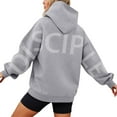 thumbnail image 1 of SwiftWear Women's Oversized Pullover Hooded Sweatshirt with Back Lettering, Fall Winter Casual Wear Hoodie with Front Pockets Gray, 1 of 6