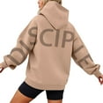 thumbnail image 1 of SwiftWear Women's Oversized Pullover Hooded Sweatshirt with Back Lettering, Fall Winter Casual Wear Hoodie with Front Pockets Khaki, 1 of 6