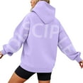 thumbnail image 1 of SwiftWear Women's Oversized Pullover Hooded Sweatshirt with Back Lettering, Fall Winter Casual Wear Hoodie with Front Pockets Purple, 1 of 6