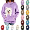 thumbnail image 1 of SwiftWear Women's Pet Pouch Hoodie Kangaroo Pocket Dog Carrier Sweatshirt Cute Long Sleeve Pet Parent Pullover for Small Dogs Cats, 1 of 9