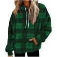 thumbnail image 1 of SwiftWear Women's Plaid Flannel Hoodie Cozy Weighted Fleece-Lined Pullover Soft Long Sleeve Casual Sweatshirt Loungewear Green, 1 of 3