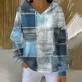 thumbnail image 1 of SwiftWear Women's Plaid Print Hoodie with Pocket - Soft Knit Cotton Pullover Casual Long Sleeve Top for Streetwear Blue, 1 of 5