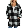 thumbnail image 1 of SwiftWear Women's Plaid Sherpa Collar Jacket Plus Size Zip Up Fleece Coat Casual Flannel Oversized Outerwear​​, Gray, 1 of 5