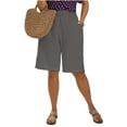 thumbnail image 1 of SwiftWear Women's Plus-Size Cotton Linen Shorts Knee Length Baggy Bermuda Shorts Elastic Waist with Pocket Summer Casual Shorts​, 1 of 8