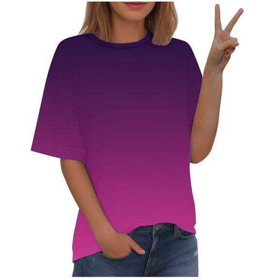 SwiftWear Women's Plus Size Crew Neck Short Sleeve Blouses Soft Stretchy Casual Loose Fit Tees for Every Body, S-5XL​