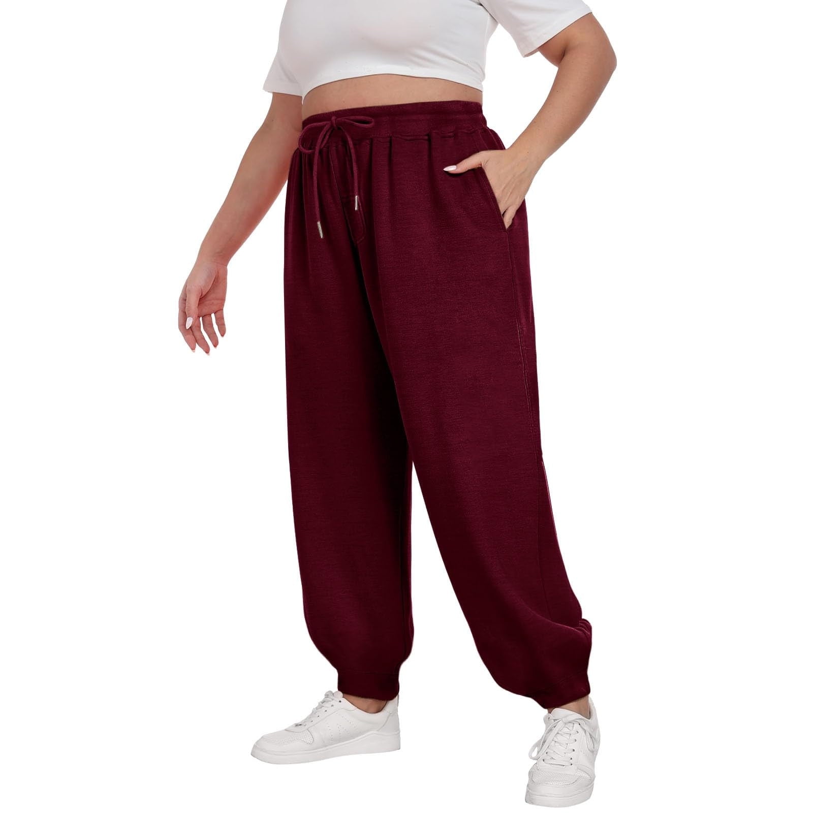 SwiftWear Women's Plus Size Cuffed Baggy Jogger Pants with