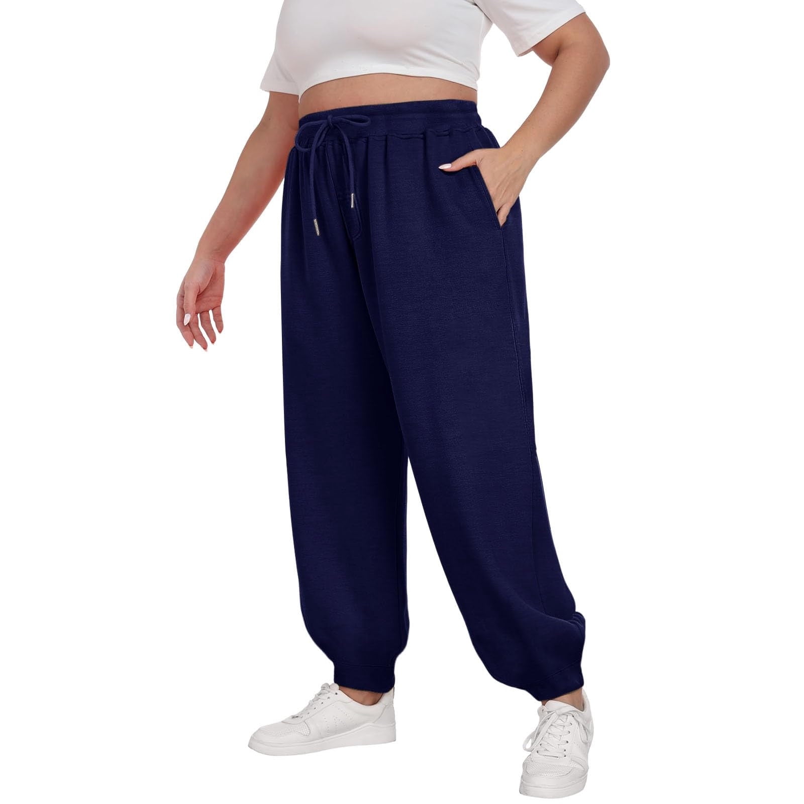 SwiftWear Women's Plus Size Cuffed Baggy Jogger Pants with