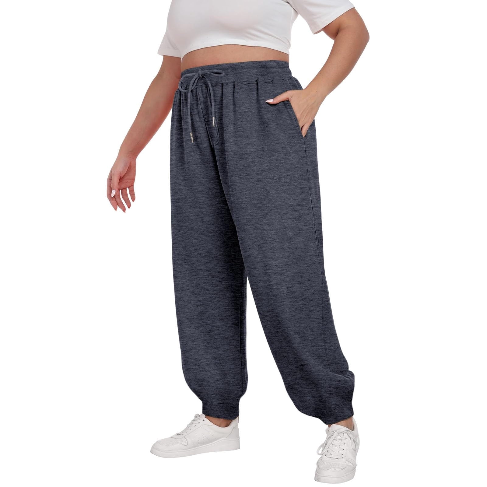 SwiftWear Women's Plus Size Cuffed Baggy Jogger Pants with