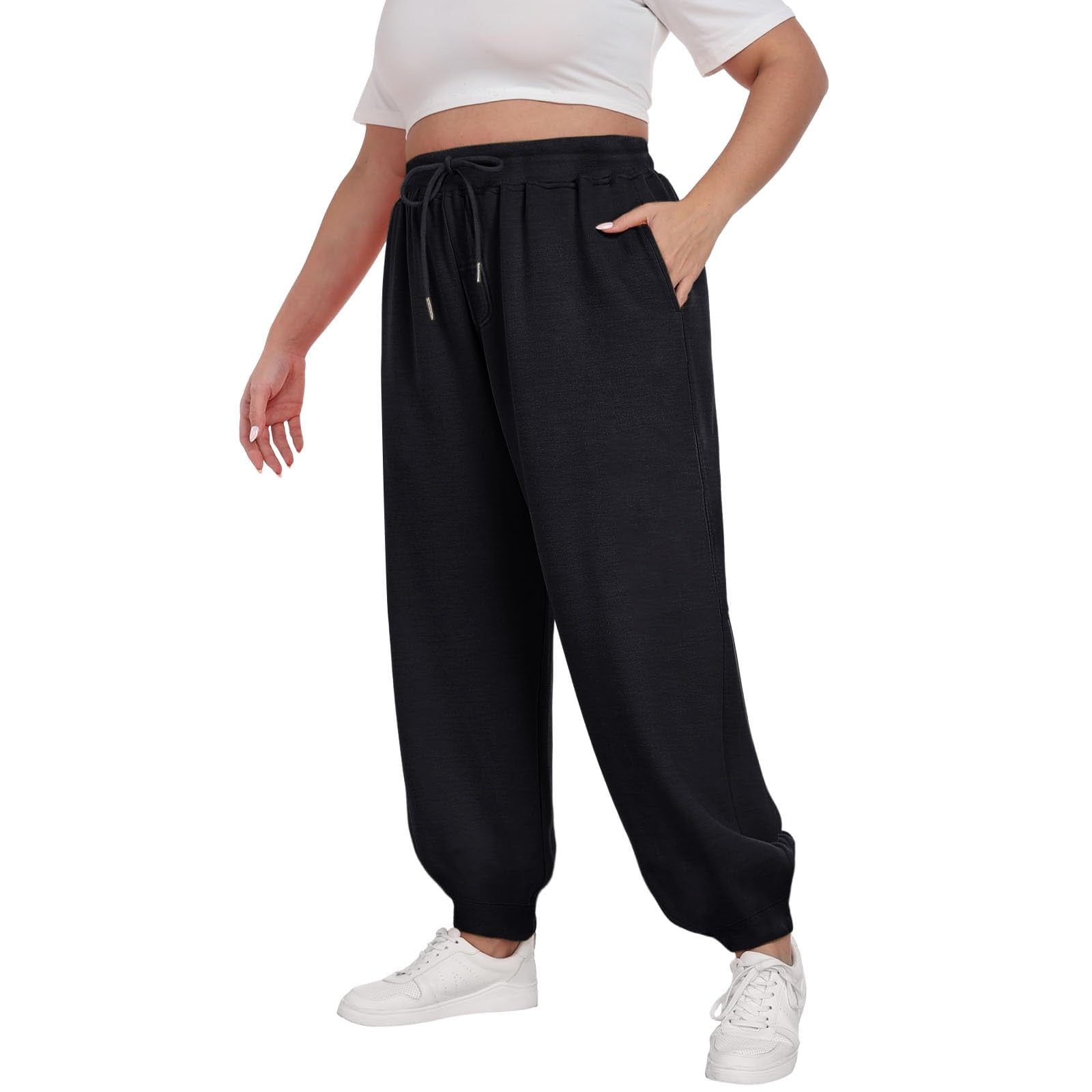 SwiftWear Women's Plus Size Cuffed Baggy Jogger Pants with