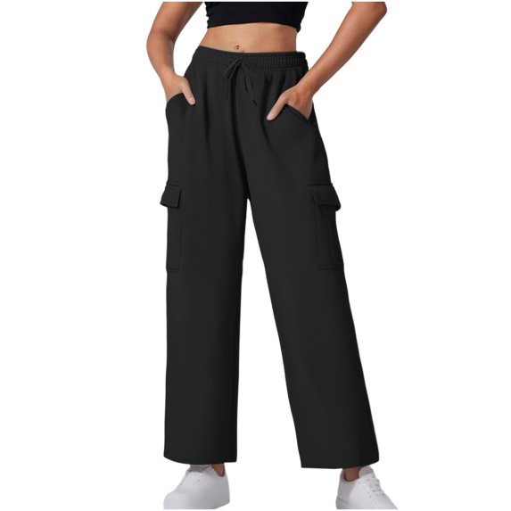 SwiftWear Women's Plus-Size Elastic Waist Cargo Pants with Multiple Pockets, Loose Fit Straight Leg Work Trousers Comfortable Casual Utility Pants S-3XL