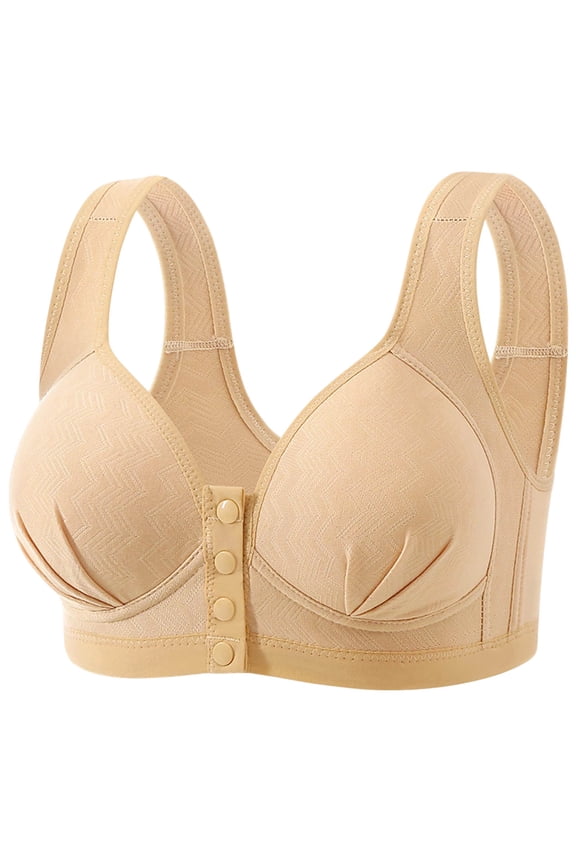 Women's Plus Size Front Closure Wireless Bra ABC Cup Comfort for Recovery & Everyday Wear, Full Coverage Bralette with Adjustable Wide Straps
