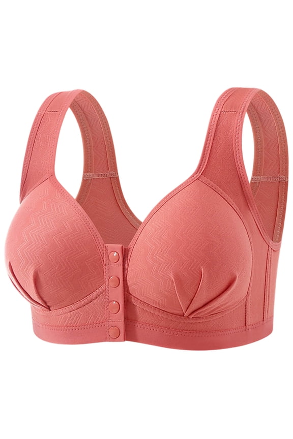 Women's Plus Size Front Closure Wireless Bra ABC Cup Comfort for Recovery & Everyday Wear, Full Coverage Bralette with Adjustable Wide Straps