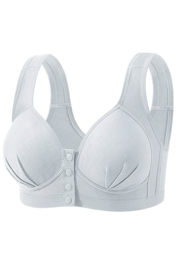 Women's Plus Size Front Closure Wireless Bra ABC Cup Comfort for Recovery & Everyday Wear, Full Coverage Bralette with Adjustable Wide Straps