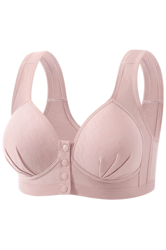Women's Plus Size Front Closure Wireless Bra ABC Cup Comfort for Recovery & Everyday Wear, Full Coverage Bralette with Adjustable Wide Straps