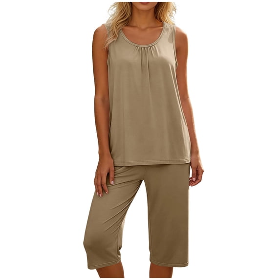 SwiftWear Women's Plus Size Pajamas Sleeveless 2 Piece Pjs Sets Summer Casual Lounge Wear Tanks & Long Shorts with Pockets