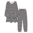 thumbnail image 1 of SwiftWear Women's Plus Size Striped Flannel Pajama Set - Cozy Warm Sleepwear & Loungewear, Long Sleeve Top with Pockets and Pants, Warm Home Wear Black, 1 of 5