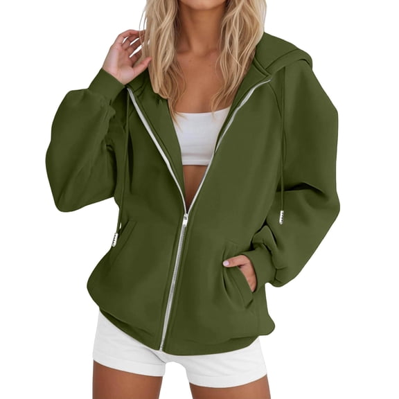 SwiftWear Women's Plus-Size Zip-Up Hoodie with Raglan Sleeves - Casual Oversized Sweatshirt Hooded Pullover Jacket with Pockets Green