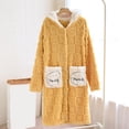thumbnail image 1 of SwiftWear Women's Plush Sherpa Hooded Robe Peach Heart Long Sleeve Bathrobe Cozy Button Down Loungewear with Pockets​, Yellow, 1 of 3