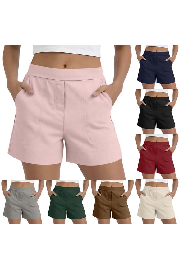 Women's Quick-Dry Twill Casual Shorts Wide Leg Mid-Rise Summer Shorts with Pockets, Comfortable Workwear & Leisure Comfy Shorts