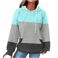 thumbnail image 1 of SwiftWear Women's Raglan Sleeve Waffle Knit Hoodie Breathable Textured Pullover Tops with Front Pocket, Lightweight Comfort Fit Casual Sweatshirt Light Blue, 1 of 5