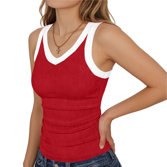 SwiftWear Women's Ribbed Tank Tops Summer V Neck Workout Yoga Gym Fitted Basic Cami Tops for Casual & Active Wear