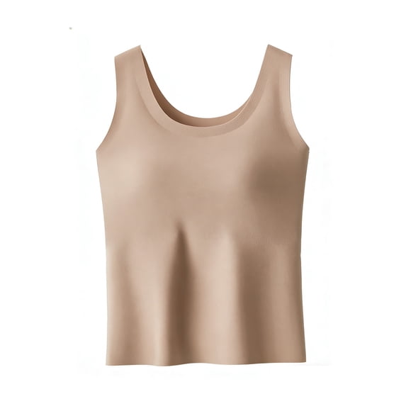 SwiftWear Women's Seamless Built-In Bra Tank Top Wide Strap Breathable Summer Cami with Slimming Fit Basic Layering Comfort
