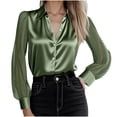 thumbnail image 1 of SwiftWear Women's Sheer Mesh Sleeve Blouse Office Casual Button Down Shirt See Through Long Sleeve Tops​ Green, 1 of 7