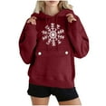 thumbnail image 1 of SwiftWear Women's Snowflake Print Oversized Hoodie Winter Christmas Themed Casual Pullover Hooded Sweatshirt with Front Pocket, Soft Lounge Wear for Holiday Season Wine, 1 of 3