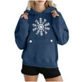 thumbnail image 1 of SwiftWear Women's Snowflake Print Oversized Hoodie Winter Christmas Themed Casual Pullover Hooded Sweatshirt with Front Pocket, Soft Lounge Wear for Holiday Season Navy, 1 of 3