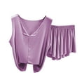 thumbnail image 1 of SwiftWear Women's Soft Modal V-Neck Pajama Set – Summer Breathable Shorts & Sleeveless Tank Top, Loose Fit for Cozy Sleep & Lazy Mornings, 1 of 4