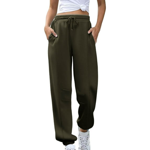 SwiftWear Women's Solid Color Lounge Pants with Pockets - Elastic Waist Comfort Baggy Casual Sweatpants for Everyday Wear S-2XL