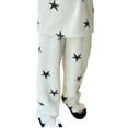 thumbnail image 1 of SwiftWear Women's Star Print Coral Fleece Sleep Pajama Lounge Pants - Cozy Winter Sleepwear with Elastic Waist, Home Comfort in S-XL White, 1 of 6