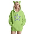 thumbnail image 1 of SwiftWear Women's Star Print Cute Cat Ear Hoodie Soft Pullover Hooded Tops with Front Pockets, Animal Themed Casual Wear Green, 1 of 4