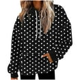 thumbnail image 1 of SwiftWear Women's Stars/Polka Dots/Floral/Striped Fleece-Lined Casual Hoodie - Drop Shoulder Hooded Pullover Sweatshirt with Front Pocket, Cozy Streetwear for Winter Fall Black, 1 of 5