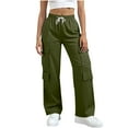 thumbnail image 1 of SwiftWear Women's Straight Leg Cargo Pants with Elastic Waist, Casual Loose Fit Multi-Pocket Workwear Trousers Comfortable Utility Pant with Side Pockets, 1 of 9