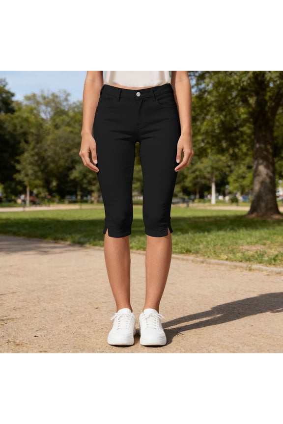 Women's Stretch Work Capris Golf Casual Pants with Pockets Comfortable Cropped Trousers for Office & Daily Wear