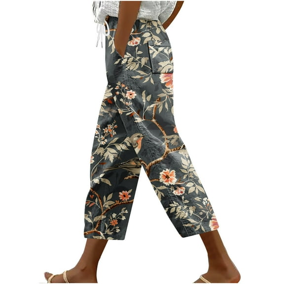 SwiftWear Women's Striped Printed Capris Relaxed Harem Pants with Pocket & Drawstring Detail | Functional Casual Wear​ M-3XL