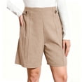 thumbnail image 1 of SwiftWear Women's Summer Casual Dressy Pleated Shorts with Elastic Waistband & Button Front High Waisted Knee Length Shorts for Daily Office, 1 of 7