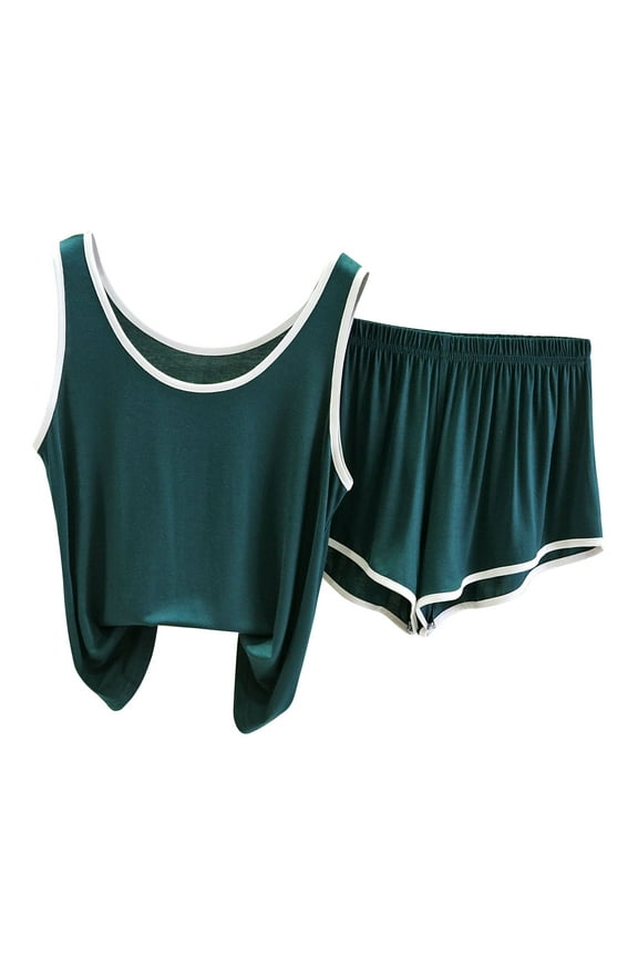 Women's Summer Cotton Loose-Fit Tank Top & Shorts Pajama Set | Breathable Sleepwear for Home & Casual Outings | Soft Tank & Flowy Shorts