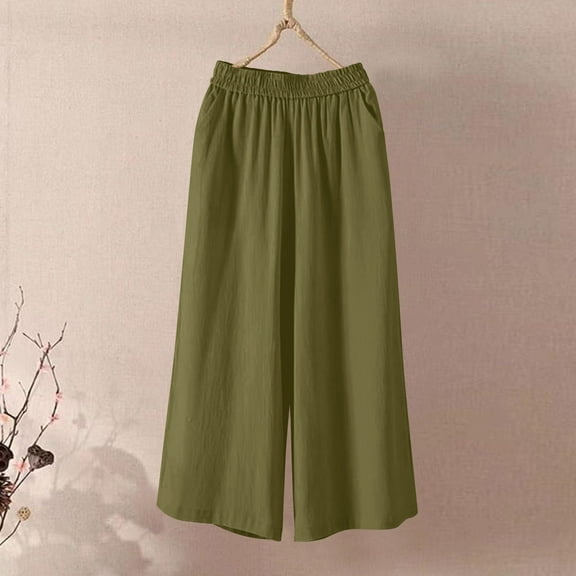 SwiftWear Women's Summer Early Fall Capri Pants Loose Fit Elastic Waist Pocket Capris Casual Comfort S-2XL