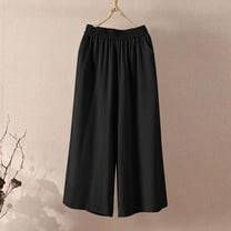 SwiftWear Women's Summer Early Fall Capri Pants Loose Fit Elastic Waist Pocket Capris Casual Comfort S-2XL