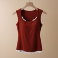 thumbnail image 1 of SwiftWear Women's Summer Lace Trim Built-in Bra Tank Tops Sleeveless Camisole Sleepwear Lightweight Bralette Cami​, Red, 1 of 3