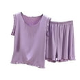 thumbnail image 1 of SwiftWear Women's Summer Modal Pajama Set– Soft Ruffled Trim Lightweight Loose Sleepwear & Lounge Set, Solid Color Breathable PJs for Cozy Home & Bedtime, 1 of 3