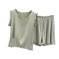 thumbnail image 1 of SwiftWear Women's Summer Modal Pajama Set– Soft Ruffled Trim Lightweight Loose Sleepwear & Lounge Set, Solid Color Breathable PJs for Cozy Home & Bedtime, 1 of 3