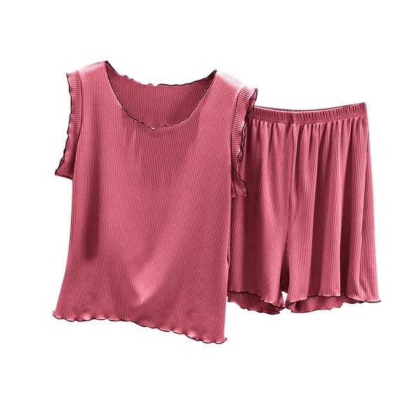 SwiftWear Women's Summer Modal Pajama Set– Soft Ruffled Trim Lightweight Loose Sleepwear & Lounge Set, Solid Color Breathable PJs for Cozy Home & Bedtime