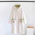 thumbnail image 1 of SwiftWear Women's Teddy Bear Hooded Robe Plush Fleece Bathrobe with Pocket, Cozy Button Front Loungewear for Fall Winter, White, 1 of 3