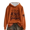 thumbnail image 1 of SwiftWear Women's Thanksgiving Jesus Hoodie Fall Graphic Print Pullover Sweatshirt with Cross Motif, Oversize Casual Hooded Tops Orange, 1 of 3