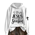 thumbnail image 1 of SwiftWear Women's Thanksgiving Jesus Hoodie Fall Graphic Print Pullover Sweatshirt with Cross Motif, Oversize Casual Hooded Tops White, 1 of 3
