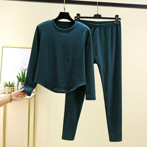 SwiftWear Women's Thermal Velvet Pajama Set Cozy Long Underwear Soft Brushed Fleece Long Sleeve Top with Pants, Winter Warm Home Attire Sleepwear
